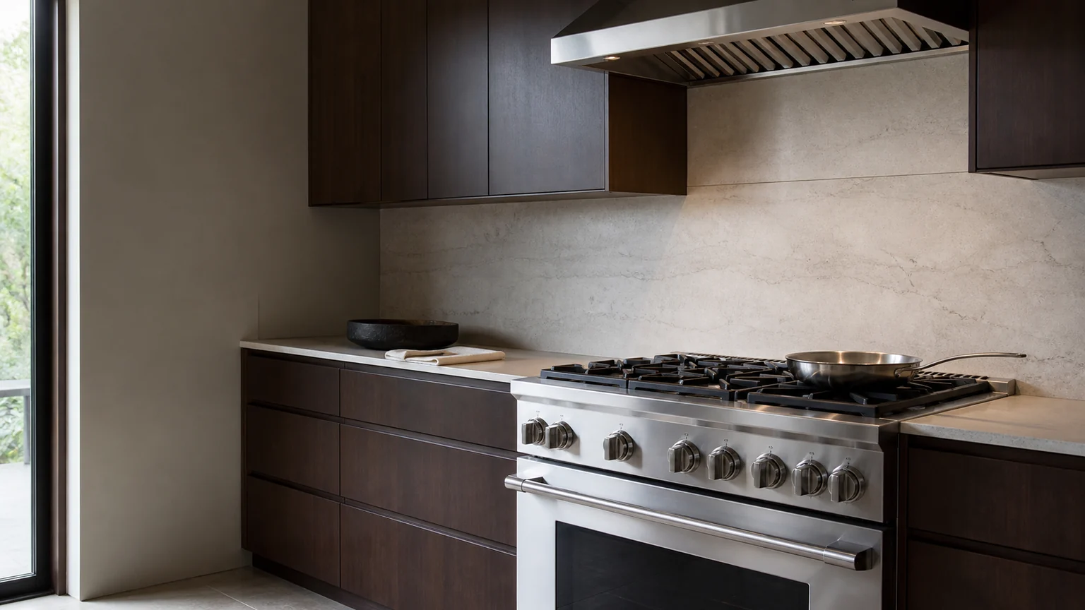 Appliance-only professional range and ventilation in a residential kitchen